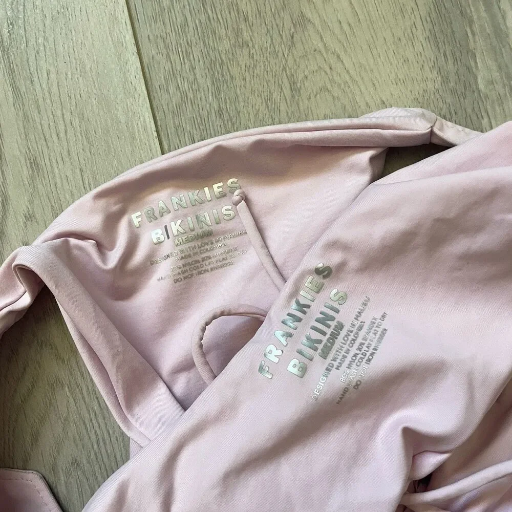 Frankies Bikinis Bikini corset pullover cheeky buckle womens Pink (medium) swim